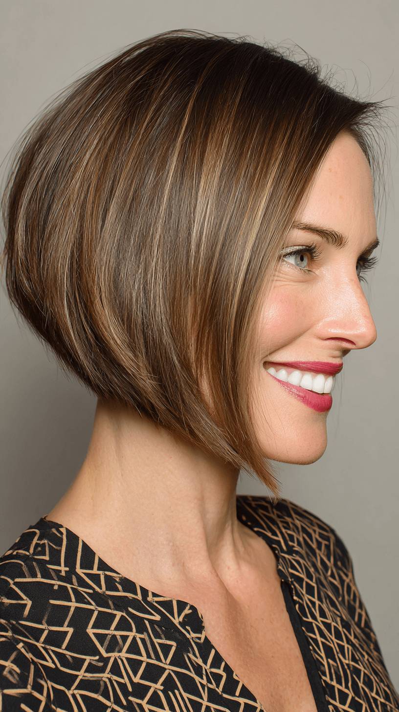 Stylish Warm Brown A-Line Bob with Subtle Layers