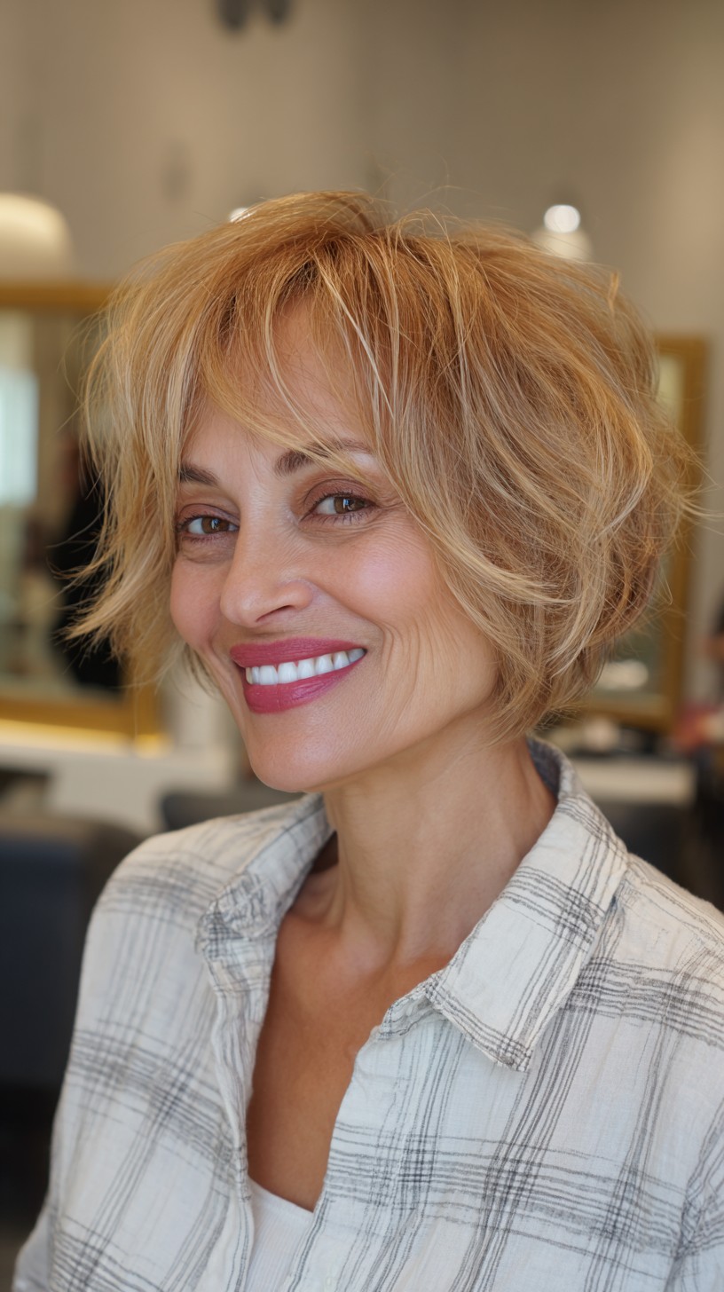 Textured Short Blonde Shag with Face-Framing Layers
