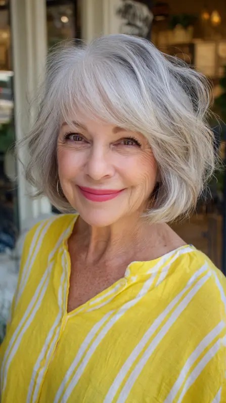 Chic Soft Gray Bob with Gentle Waves