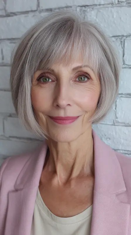 Chic Soft Silver Bob with Subtle Textured Layers