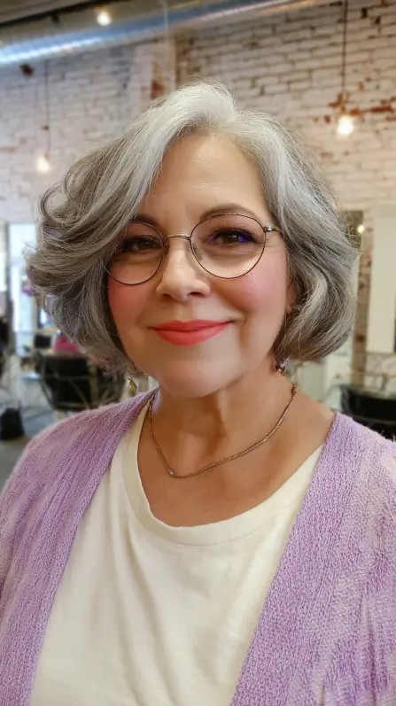 Chic Softly Curled Chin-Length Bob with Volume