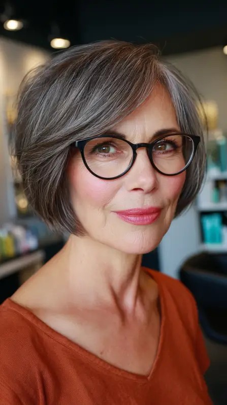 Chic Softly Layered Micro Bob with Face-Framing Highlights