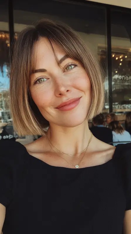 Chic Straight Chin-Length Bob with Subtle Layers