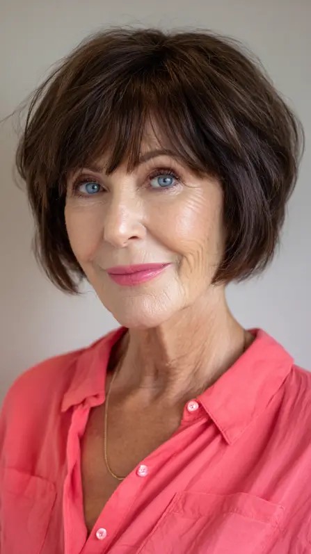 Chic Textured Bob with Side-Swept Bangs