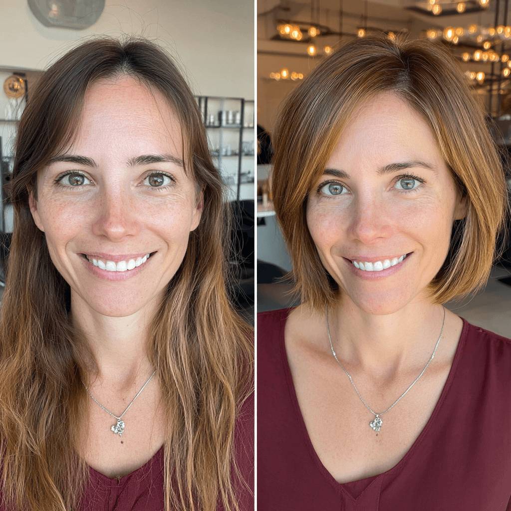 Chic Textured Bob with Soft Caramel Highlights