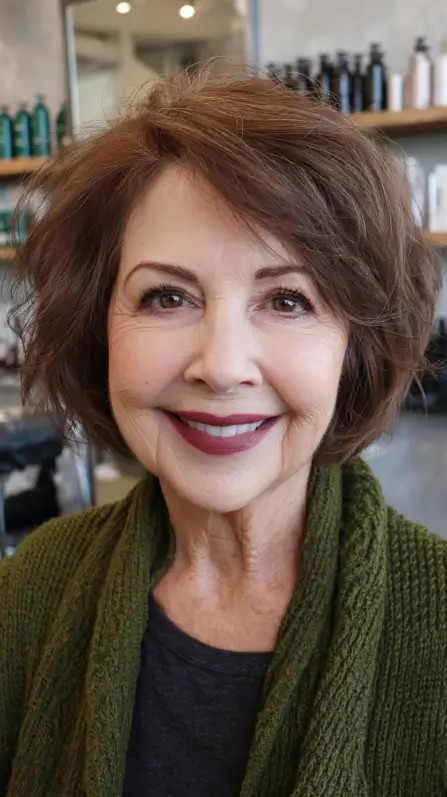 Chic Textured Chin-Length Bob with Lively Volume