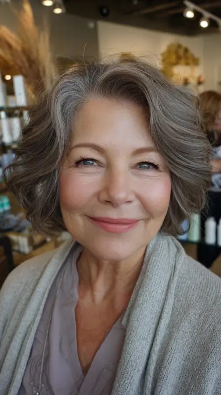 Chic Textured Chin-Length Bob with Soft Waves