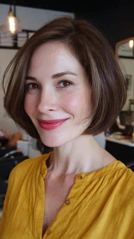 Chic Textured Chin-Length Bob with Subtle Highlights