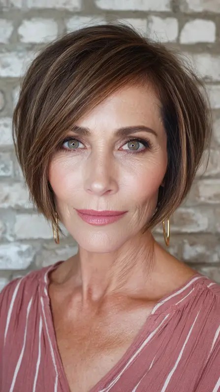 Chic Textured Inverted Bob with Subtle Highlights