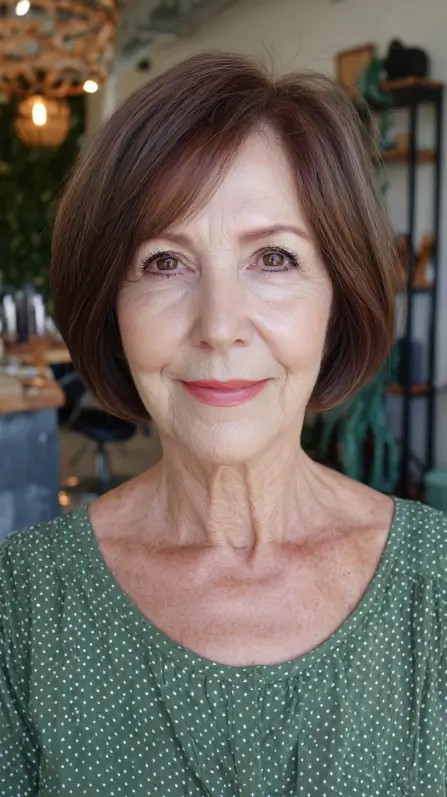 Classic Rounded Chin-Length Bob with Subtle Volume