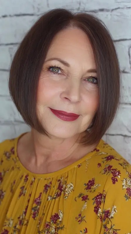 Classic Smooth Micro Bob with Subtle Side Part