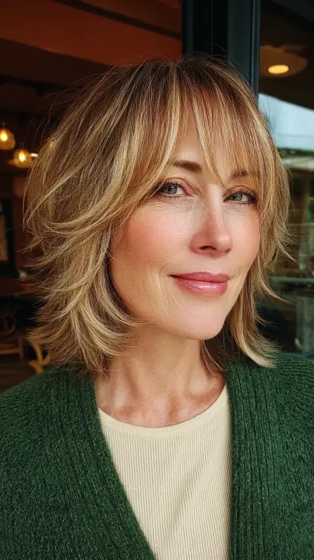 Effortless Feathered Bob with Soft Bangs