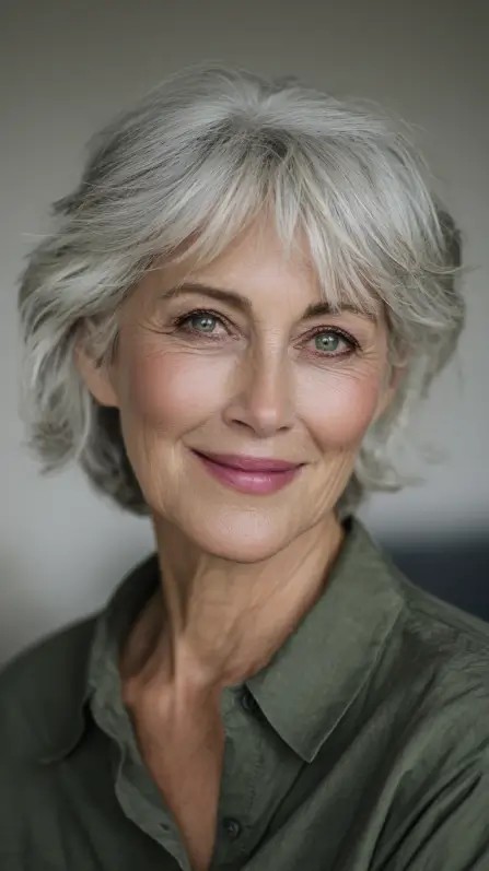 Effortless Soft Silver Shag with Textured Layers