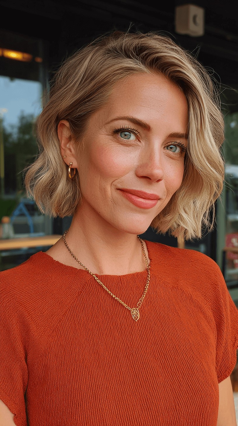 Effortlessly Chic Textured Bob with Soft Waves