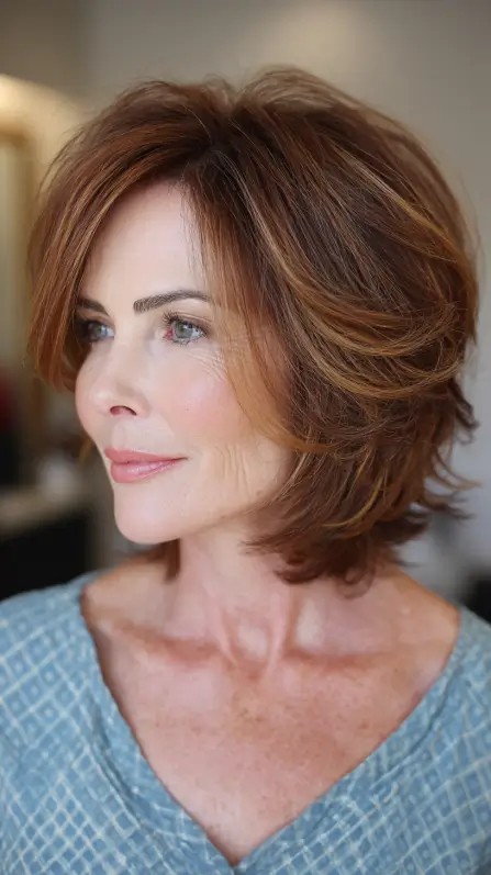 Elegant Feathered Bob with Subtle Dimension