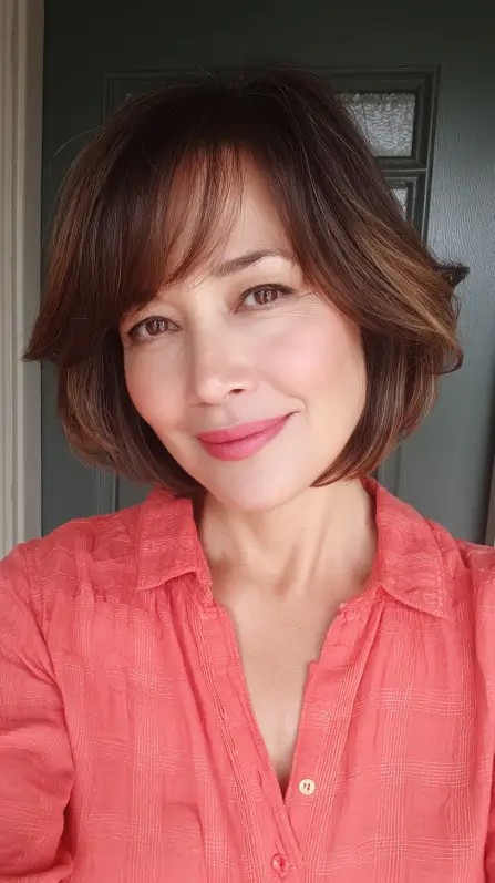 Elegant Flipped Chin-Length Bob with Soft Bangs