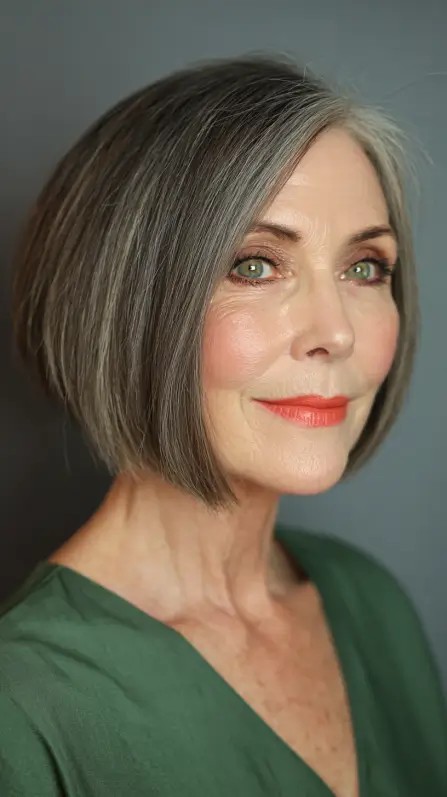 Elegant Gray Blunt Micro Bob with Soft Texture