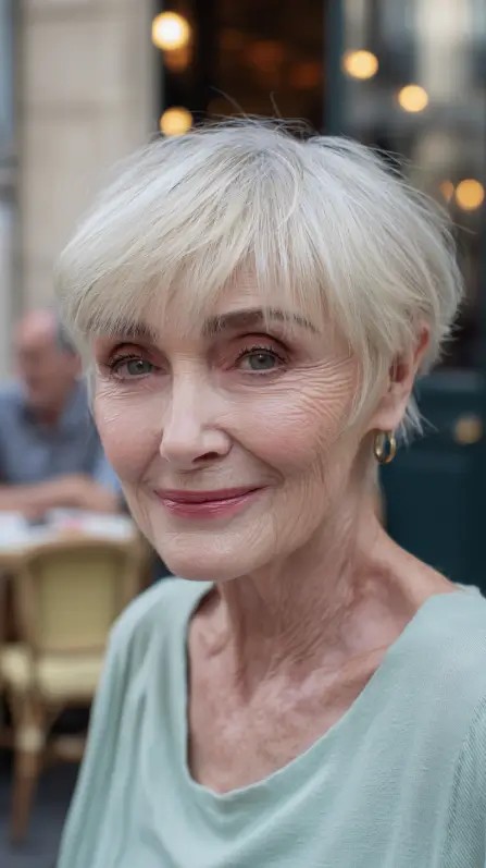 Fresh Textured Silver Pixie with Subtle Layers