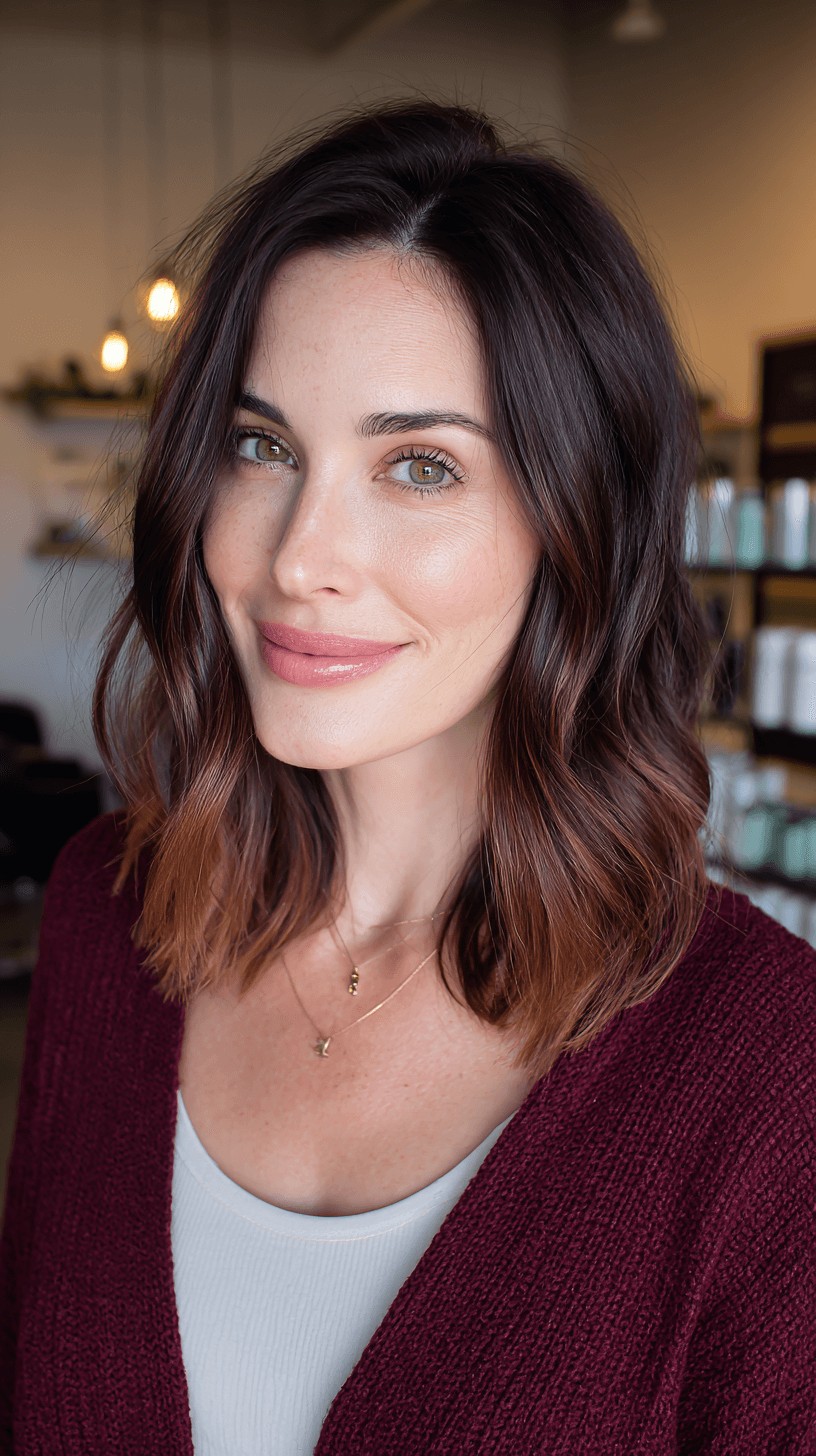 Modern Textured Bob with Warm Balayage