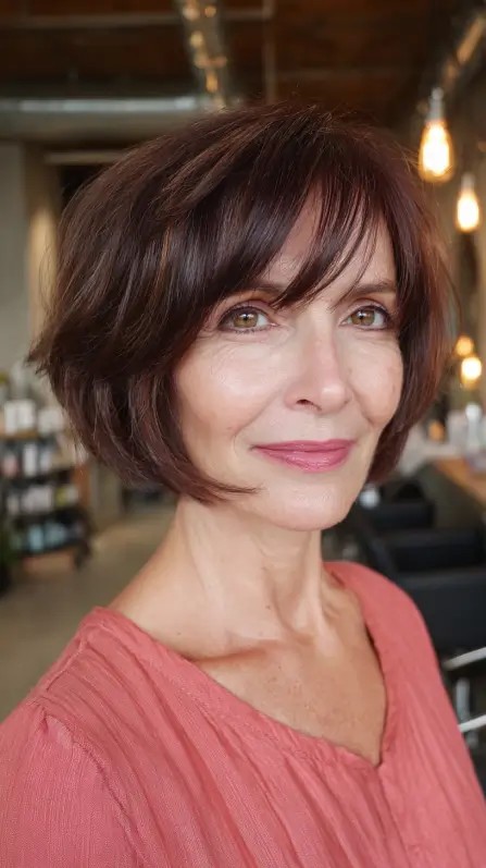 Modern Textured Chin-Length Bob with Soft Bangs