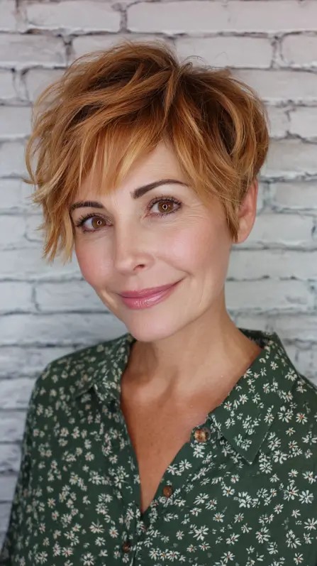 Playful Textured Stacked Pixie with Subtle Highlights