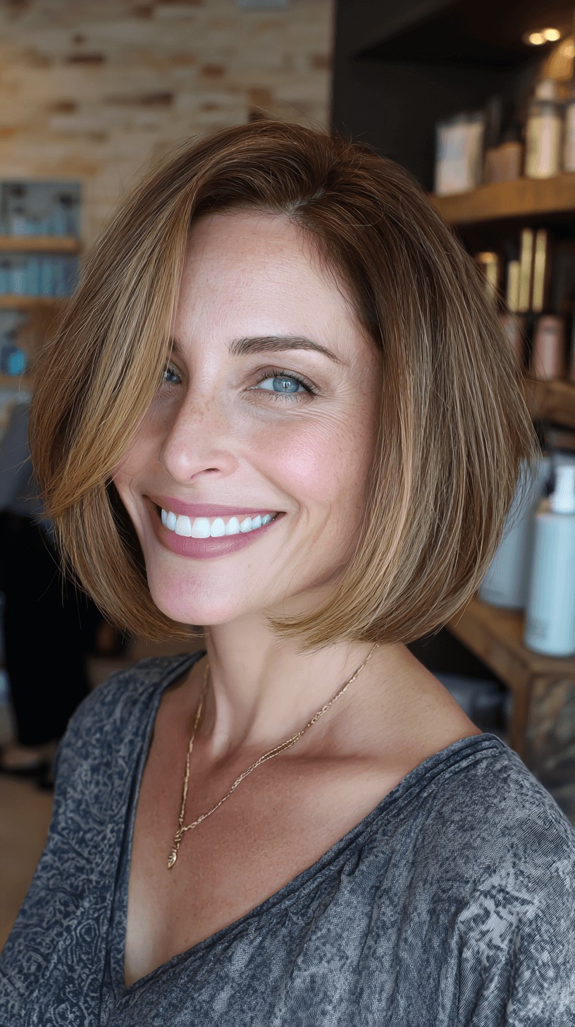 Polished Classic Bob with Subtle Side Sweep
