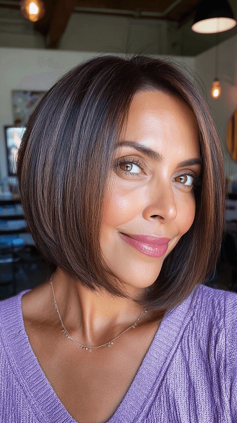 Sleek Blunt Bob with Subtle Light Reflections