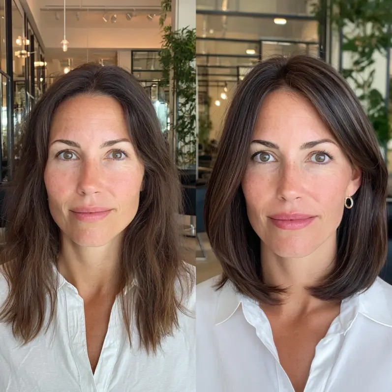 Sleek Mid-Length Blunt Cut with Subtle Shine