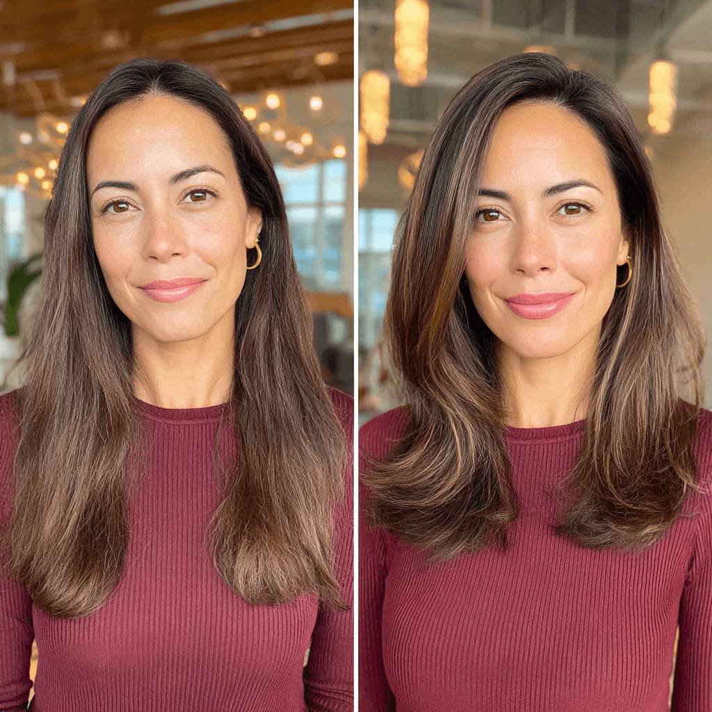 Sleek Mid-Length Cut with Soft Volume and Natural Shine