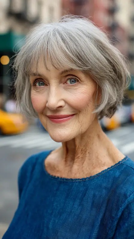 Soft Textured Bob with Wispy Bangs