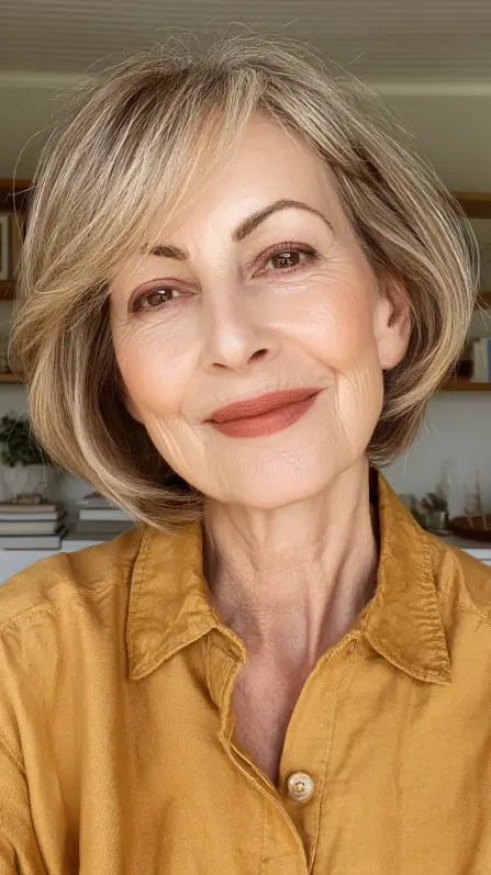 Softly Layered Chin-Length Bob with Gentle Face-Framing Waves