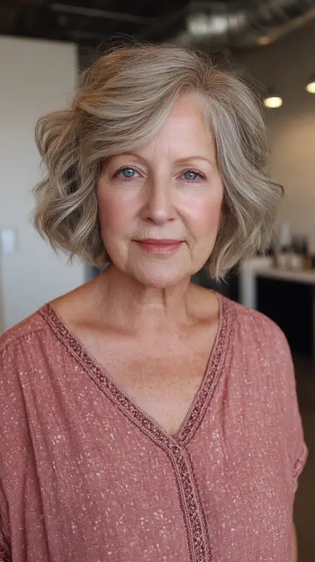 Stylish Feathered Bob with Soft Waves