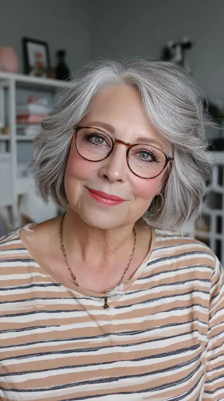 Stylish Layered Chin-Length Bob with Soft Waves