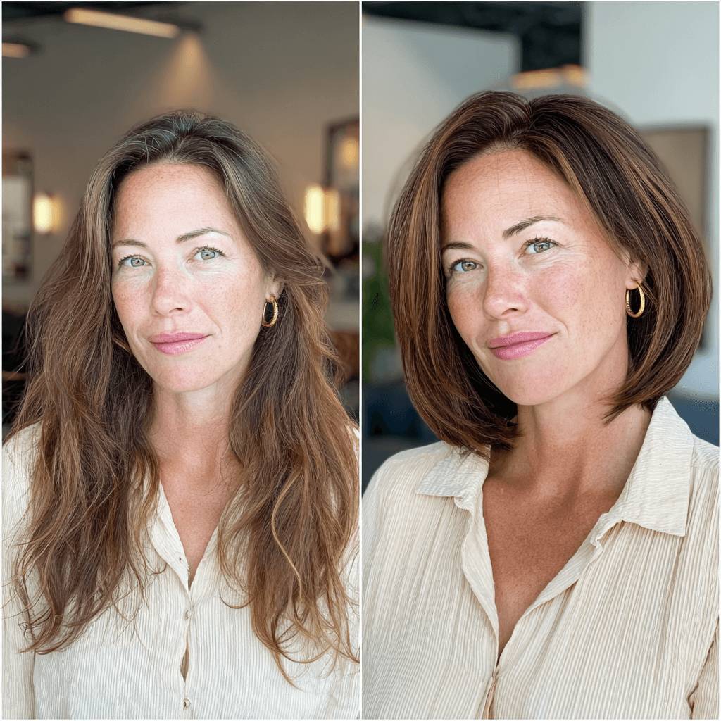 Stylish Rich Brown Blunt Bob with Soft Textured Ends