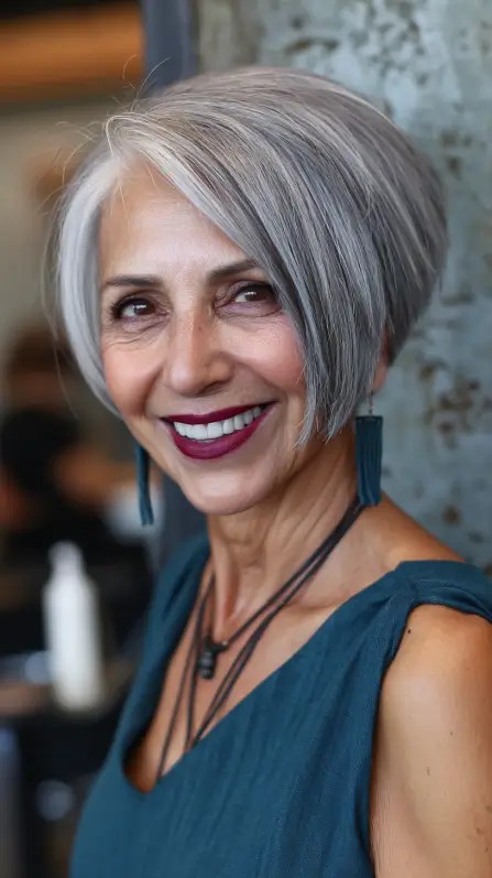 Stylish Silver Asymmetrical Micro Bob