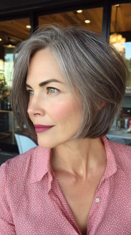 Stylish Softly Layered Micro Bob with Gentle Waves