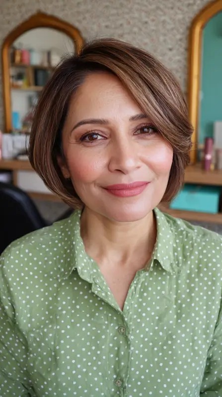 Stylish Textured Chin-Length Bob with Subtle Highlights