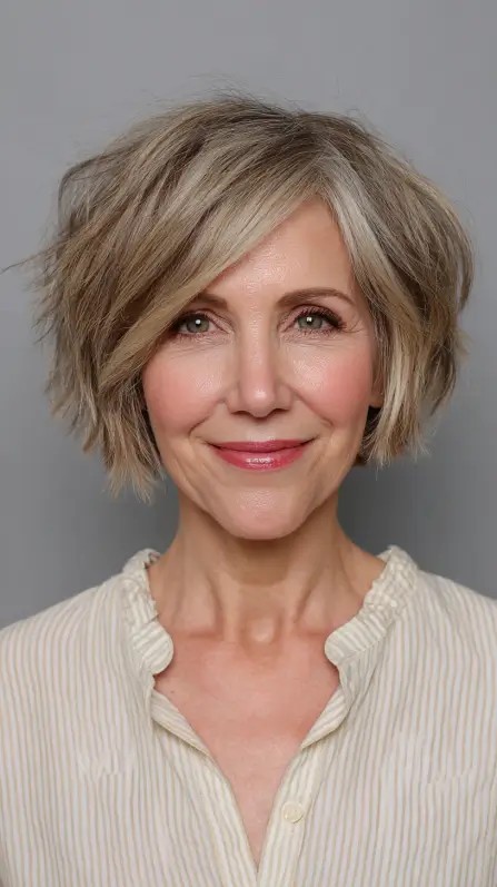 Textured Ash Blonde Micro Bob with Soft Layers