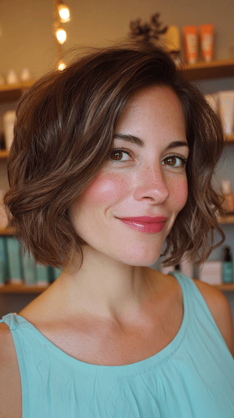 Textured Caramel Bob with Soft Waves