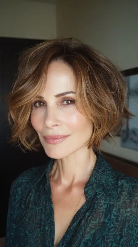 Textured Feathered Bob with Lifted Layers