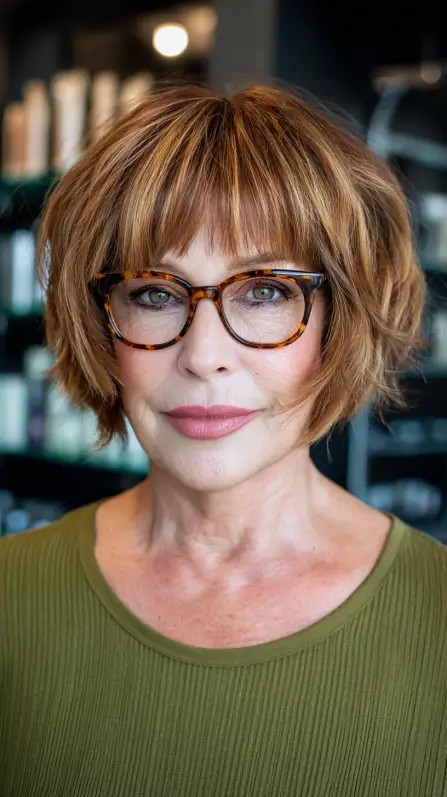 Textured Short Bob with Wispy Bangs