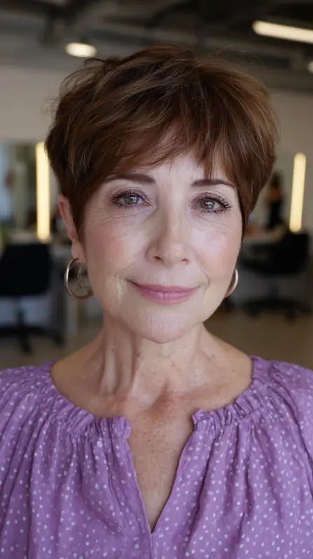 Textured Short Crop with Soft Bangs