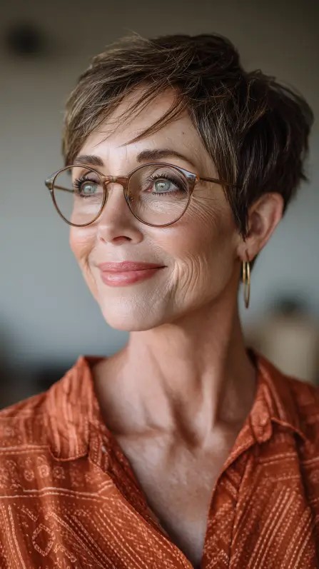 Textured Short Stacked Pixie with Subtle Volume