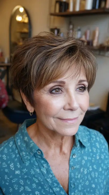 Textured Stacked Pixie with Face-Framing Layers