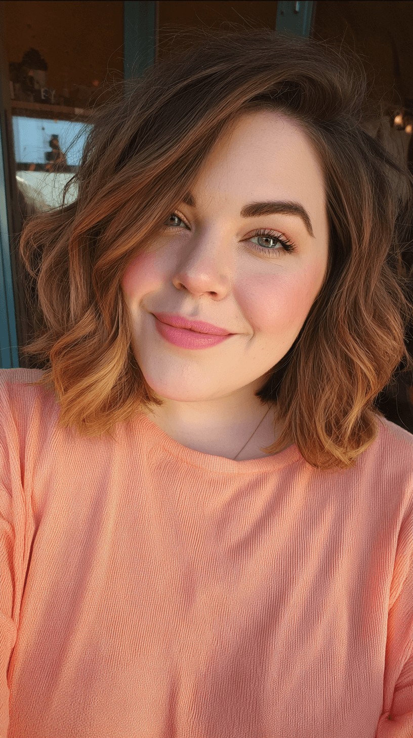 Textured Shoulder-Length Waves with Subtle Highlights