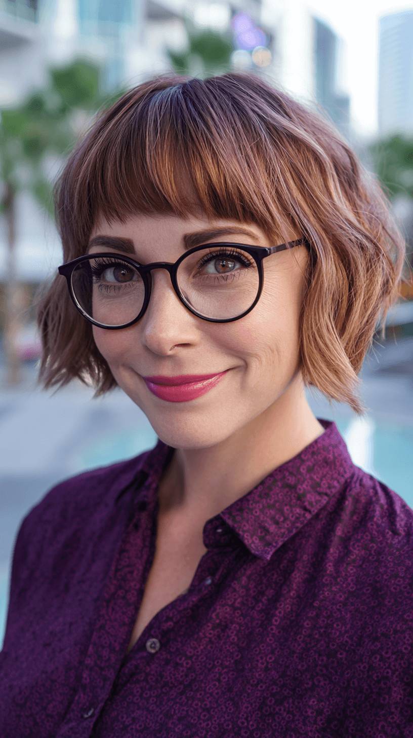 Textured Chin-Length Bob with Soft Bangs