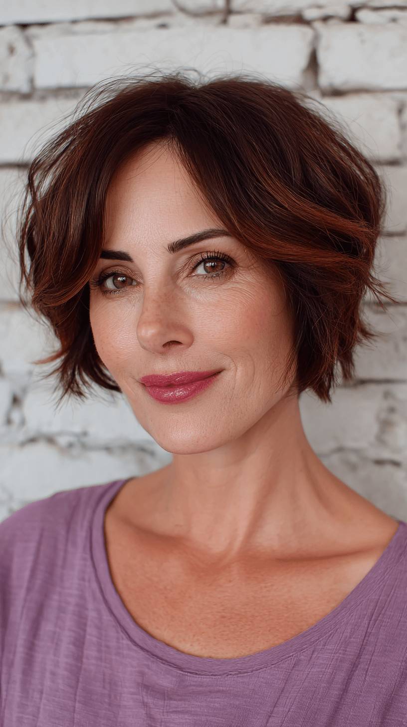 Chic Textured Bob with Warm Undertones