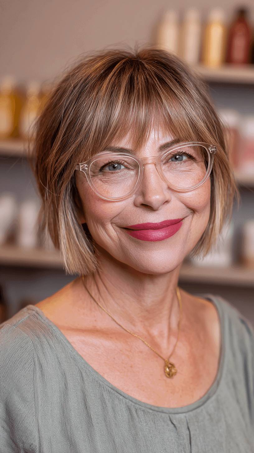 Chic Textured Bob with Soft Fringe