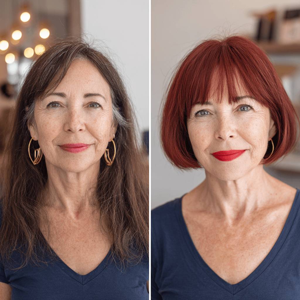 Bold Ruby Red Bob with Subtle Textured Layers