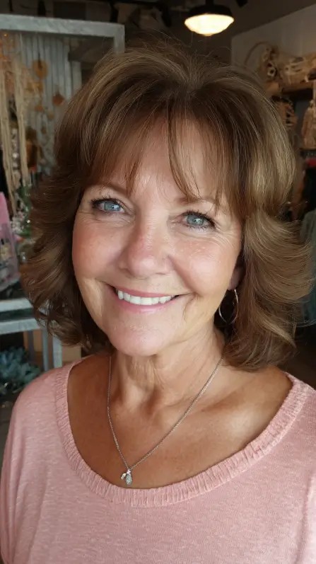 Charming Soft Curled Shoulder-Length Cut with Face-Framing Layers